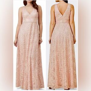 Adrianna Papell Cream Pink V-neck Maxi Dress